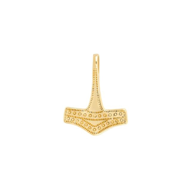 Siersbøl Thors hammer vedhæng i 8 eller 14 kt guld med nordisk mønster, lille.